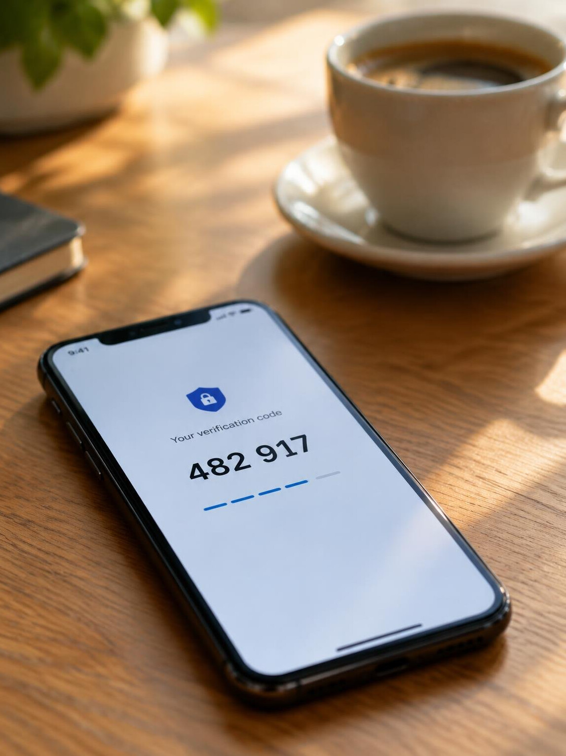 Smartphone showing a two-factor authentication code on screen